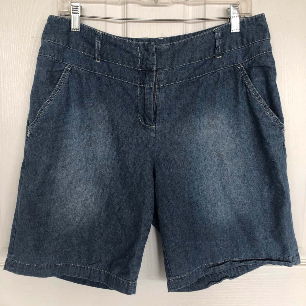 Carole Little Bermuda shorts denim low rise pockets loose fit baggy contemporary
